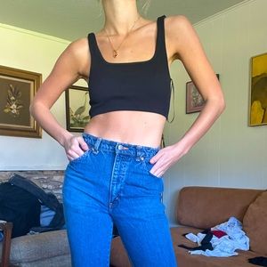 Zara crop top, ribbed black. Fits s to medium lots of stretch never worn NWOT